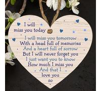 Handmade Wooden Heart Plaque - "I Will Miss You Today" - Memorial Hanging Decoration with Twine String - Thoughtful Bereavement Gift (Large: 23 cm (H) × 20 cm (W))
