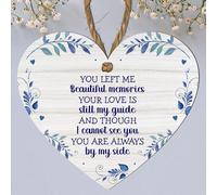 Handmade Wooden Heart Plaque - "You Left Me Beautiful Memories" - Memorial Hanging Decoration with Twine String - Thoughtful Bereavement Gift (Large: 23 cm (H) × 20 cm (W))
