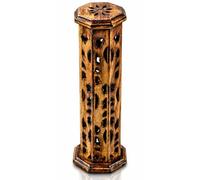 Handmade Wooden Incense Holder Burner Tower for Sticks Cones Ash Catcher | 12 Inch incense burner for meditation, yoga, aromatherapy, home décor & fragrance, relaxation, mindfulness & spirituality