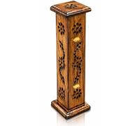 Handmade Wooden Incense Holder Burner Tower for Sticks Cones Ash Catcher