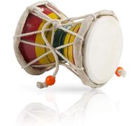 Handmade Wooden Indian Folk Dumroo & Leather Classical Damroo/Damaru Hand Drum Set Percussion Decorative Collectible Showpiece World Musical Instruments (Multicolor)