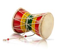 Handmade Wooden & Leather Classical Indian Folk Dumroo Damroo Damaru Hand Drum Set Percussion Decorative Collectible Showpiece World Musical Instruments For Adults Teens Birthday Gift (Multi)