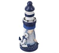 Handmade Wooden Lighthouse Decor, Rustic Mediterranean Style, Lighthouse Ornament, for Sea Themed Room Decor, Coastal Home & Beach Decor(B)