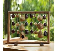 Handmade Wooden Ornament, Fruit Shell Rattle, with Base, Coffee Table Decoration,A