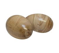 Handmade Wooden Percussion Egg Shakers (Pair) - Large Bali Wood Shakers - Traditional Fair Trade Instrument from Indonesia (10x6cm / 3.9x2.4in)