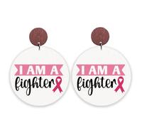 Handmade Wooden Pink Ribbon Dangle Drop Earrings Lightweight Breast Cancer Awareness Earrings Hope Faith Support Statement for Women Breast Cancer Survivor Jewelry Gifts, Wood, No Gemstone