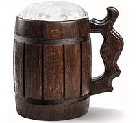 Handmade Wooden Rustic Beer Mug Real Oak Eco-friendly Wood Stainless Steel Cup 20 oz(600ml) Brown3 - Etno Motif Wood Viking Beer Mug Stein - Beer Tankard Irish Retro Halloween - Cowboys Beer Mug