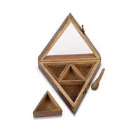 Handmade Wooden Seasoning Herb Spice Masala Box Container Holder Rack Stand Caddy With Spoon & Clear Lid Decorative Storage Chest Organizer For Kitchen Pantry Cabinet Drawer Storage