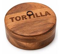 Handmade Wooden Tortilla & Roti Warmer with Lid, Food Safe, 9 Inch, Brown
