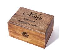 Handmade Wooden Tribute Box, Cremation Urn for Ashes Pets Cat Dog, Carefully Crafted Funeral Casket for Animals and Human Adult Male Female - 11"x7"x4" (250 lbs or 115 Kg) - Paw Keepsake
