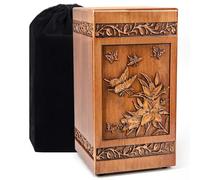 Handmade Wooden Urns for Human Ashes Adult Male Female 250 lbs Engraved Butterfly Cremation Urn Box Funeral Decorative Urn Burial(Butterfly-2)