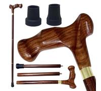 Handmade Wooden Walking Cane | Walking Stick 36" Approx with Brass Handle, 2 Rubber Tip for Man, Women, Seniors, Great Gift Idea | Galaxy Indiacraft (Handle 2 Natural Rosewood)