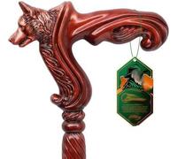 Handmade Wooden Walking Stick, Detachable Wolf Handle, Ergonomic Comfort Grip for Men and Women, Fashionable Unisex Support Stick