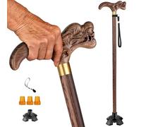 Handmade Wooden Walking Stick with Ergonomic Dragon Handle, Durable and Lightweight Walking Cane for Seniors, Ideal Balance Aid for Daily Use