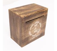 Handmade Wooden Wedding Card Box - Rustic Vintage Envelope Drop Box - Single Slot & Slide Opening, Card Holder for Money Gift, Honeymoon Fund, Wedding Reception, Bridal Shower Parties - Large