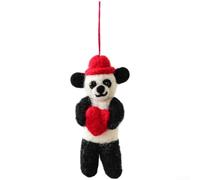Handmade Wool Felt Christmas Hanging Ornament with Cartoon Animal Design for Festive Tree Decoration Yellow Brown Grey(Panda)