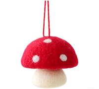 Handmade Wool Felt Mushroom Ornament 5x3cm Unique Design Christmas Tree | Soft wool felt features modern for simplicity suited for wreaths and holiday displays available in red and green