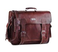 HULSH Handmade World Brown Leather Messenger Bag For Men 18 Inch Big Women Shoulder Cross Body Brown Laptop Computer Briefcase Bag - Best Vintage Look