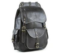 Handmade World Vintage Full Grain 21 Inch Leather Laptop LARGE Backpack Casual Bookbag Daypack Camping Travel Rucksack Knapsack (Black)