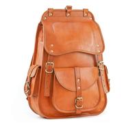 Handmade World Vintage Full Grain 21 Inch Leather Laptop LARGE Backpack Casual Bookbag Daypack Camping Travel Rucksack Knapsack (Tan)