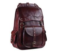 Handmade World Vintage Full Grain 21 Inch Leather Laptop LARGE Backpack Casual Bookbag Daypack Camping Travel Rucksack Knapsack (Brown)