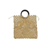Handmade Woven Design Round Handle Handbags For Women Eco friendly Craft Hollow out Top handle Bags, Large Gold, One Size