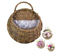 Handmade Woven Hanging Basket Wall Hanging Flower Pot Wicker Weaving Flower Pot Natural Wicker Handmake Storage Basket for Home Garden Wedding Wall Decorations (Earthy Yellow, L)