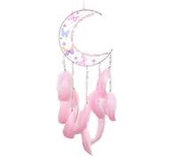 Handmade Woven Moon Shape Butterfly Dreamcatchers with Crystal Wall Hanging Feathered Tassels Ornament Bedroom Decors