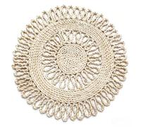 Handmade Woven Placemats,15in Sunflower Shape Rattan Tablemat,Pure Natural Corn Husk Woven Placemat Handmade Kitchen Dining Table Heat Insulated Pad(C)