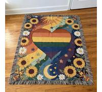 Handmade Woven Pride Blanket | For Belonging, Visibility & Unapologetic Self-Expression, Handcrafted Identity Blanket, Boho Tapestry Home Sofa Bedroom Living Room Decor, All Season (60x80 in)