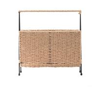 Handmade Woven Storage Basket for Home Organization, Rustic Style Wicker Basket for Books, Magazines, Snacks, and Sundries, Light C