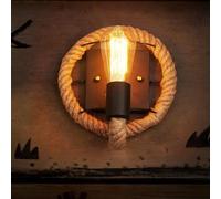 Handmade Woven Twine Wall Light Fixture - Retro Rope Sconce for Bar, Aisle & Personality Decor - Amen Village Iron Lamp, Bohemian Style Lighting