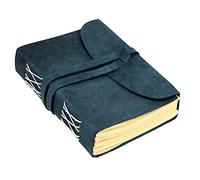 Handmade Writing Notebook - Antique Vintage Leather Bound Daily Notepad For Men Women Unlined Paper Art Sketchbook Travel Diary Notebooks to Write in Book Gift (Distressed Blue Diary)