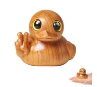 Handmade Yeah Gesture Mini Duck Figurine Cute Wooden Ducks Ornaments Positive Duck Wood Figurine Statue Cute Stuff for Duck Lovers Funny Duck Gifts Wood Figurine for Office Car Home Decor Desk Decor