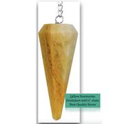 Handmade Yellow Aventurine Pendulum Hexagonal Shape with 6" Chain Healing Crystal Protection Gift Scrying Dowser Dowsing Point