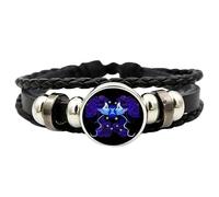 Handmade zzodiac Bracelet - Constellation Wristband, bbraided Rope Bracelet, Pu Leather Glow in Dark Accents Adjustable Fit Wrap | Suitable for Adults Men Women Astrology Enthusiasts Gift Occasion