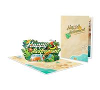 Handmade3D Retirement Card Delicate Foldable Beach Retirement Card Paper Greeting For Party Decoration Unique Gift