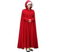 Handmaid Offred Cosplay Costume Outfit,Women Red Hooded Cape Cloak with White Bonnet for Halloween Party, Red, XS