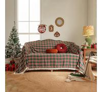 HANDONTIME Christmas Buffalo Plaid Couch Cover Checkered Sofa Covers Christmas Decorations Green and Red Grid 3 Seater Couch Cover for Farmhouse Home Decor Couch Protector for Dogs, 71"x 134"