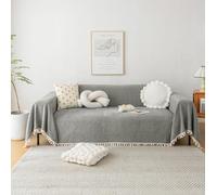 HANDONTIME Couch Slipcovers for Sofas - Dark Grey Couch Cover - Dog-Friendly Boho Pet Protector with Chenille Herringbone Pattern, 91" x 118" (2-3 Seat)