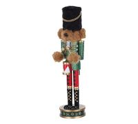 Handpainted Wooden Nutcracker Soldier Bear Figure for Tabletop Display