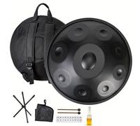 Handpan 18/22 In Drum Set, Premium Steel Hand Drum, 432/440Hz 9/10/12Notes Hand Drum Instrument, Includes Carrying Case, Drumsticks, Spiral Wraps, Instruction Guide(Gold,432HZ/22inch/9Note)