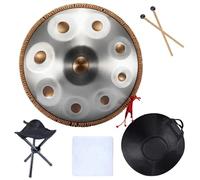 Handpan 18 Inch 9 Notes G Minor 440 HZ Handpan Steel Tongue Drum Music Drum Beginner Percussion Instrument Steel Handpan Drum Instrument(Silver Gold)