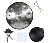 Handpan 18 Inch 9 Notes G Minor 440 HZ Handpan Steel Tongue Drum Music Drum Beginner Percussion Instrument Steel Handpan Drum Instrument(Silver)