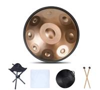 Handpan 18 Inch 9 Notes G Minor 440 HZ Handpan Steel Tongue Drum Music Drum Beginner Percussion Instrument Steel Handpan Drum Instrument(Gold)