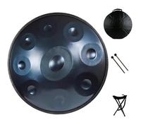 Handpan 22 Inches Drum Set 440Hz 10 Notes Adults Hand Drum For Music Therapy Steel Percussion Instrument With Carry Bag, Stand 2 Hand Mallets, Wiping Cloth(Blue)