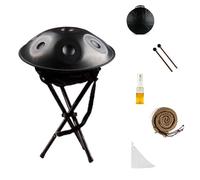 Handpan 22 Inches Drum Set 440Hz 9/10/12 Notes Hand Drum Instrument Premium Steel Hand Drums With Soft Handpan Bag Drumsticks Dust-Free For Meditation(Black,9 Notes)