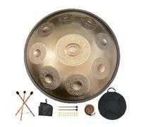 handpan, 22inch Carve Golden D Minor Steel Tongue Drum Beginner Percussion Instrument,for Professional Performance(440Hz(9 notes))