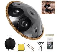 Handpan 432Hz D Minor Handpan Drum with Soft Bag Steel Hand Pan for Adults 9 10 12 Notes Percussion Instrument for Advanced Players, Yoga Studios & Sound Healing(Black,10 Notes)