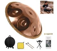 Handpan 432Hz D Minor Handpan Drum with Soft Bag Steel Hand Pan for Adults 9 10 12 Notes Percussion Instrument for Advanced Players, Yoga Studios & Sound Healing(Gold,10 Notes)